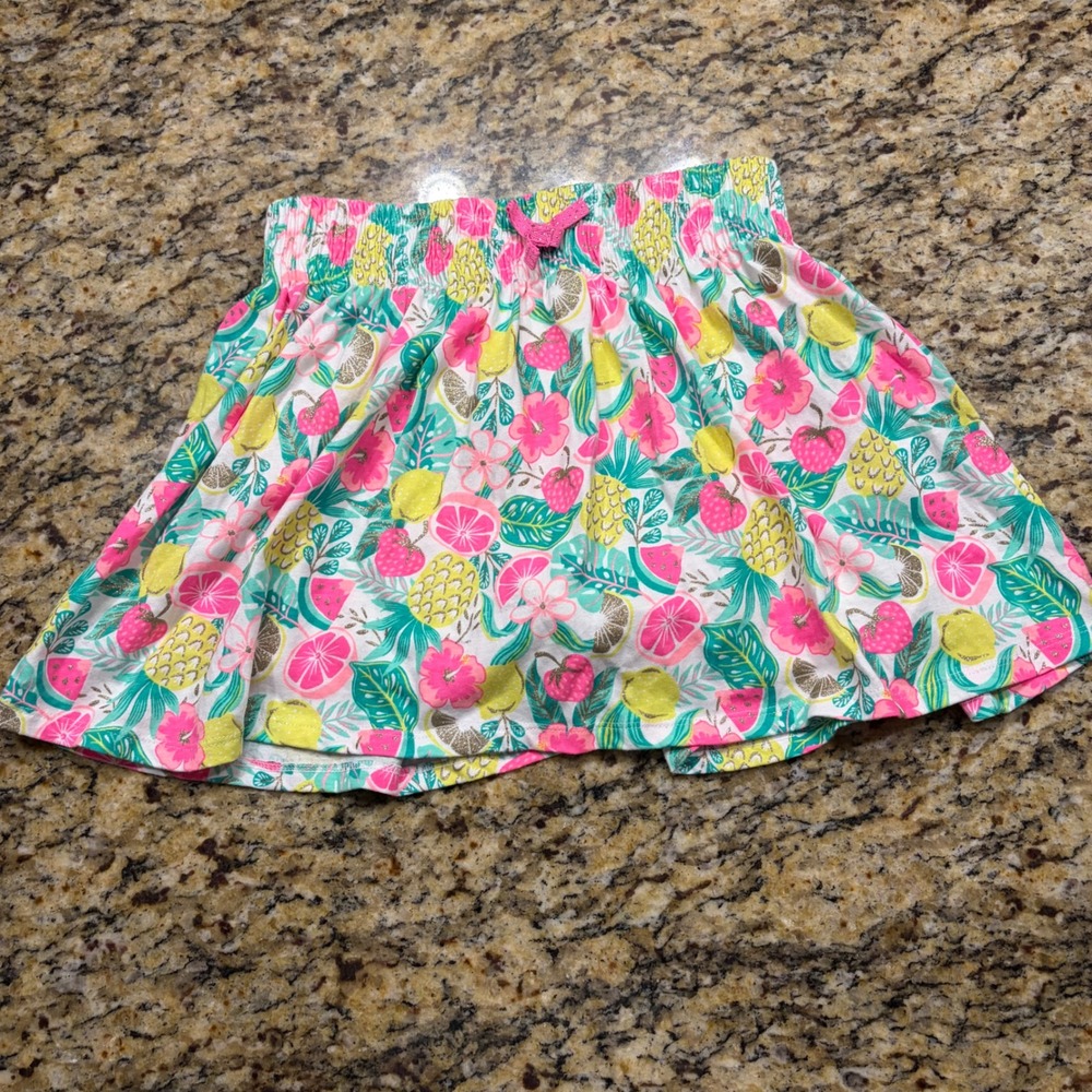Cynthia Rowley Girls Tropical Fruit Floral Skort Size L Pink Yellow White ws
